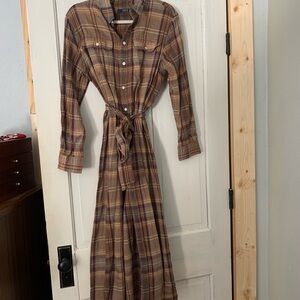 Ralph Lauren Brown Plaid Maxi shirtdress